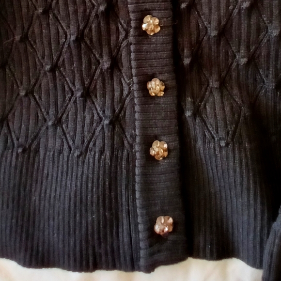 New-Zara Women's Black Crystal Button Up Pattern Cardigan - Picture 7 of 7